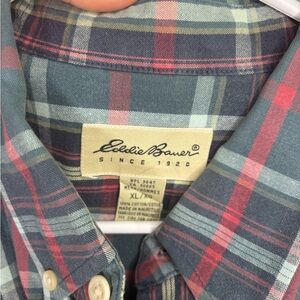 Eddie Bauer Men's Casual Plaid Shirt - Blue and Red